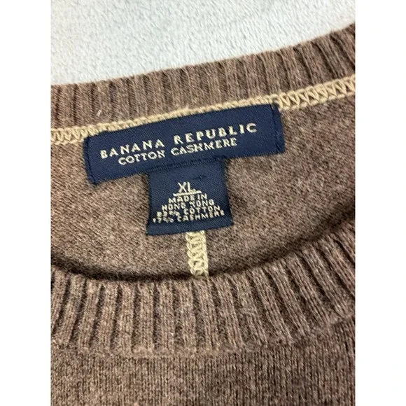 Banana Republic Sweater Men's XL Brown Cotton Cashmere Preppy Casual